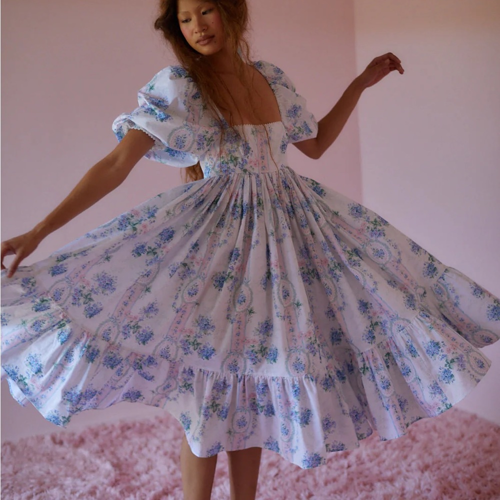 NEW Selkie La Belle Etoile Cotton French Puff Dress XXS